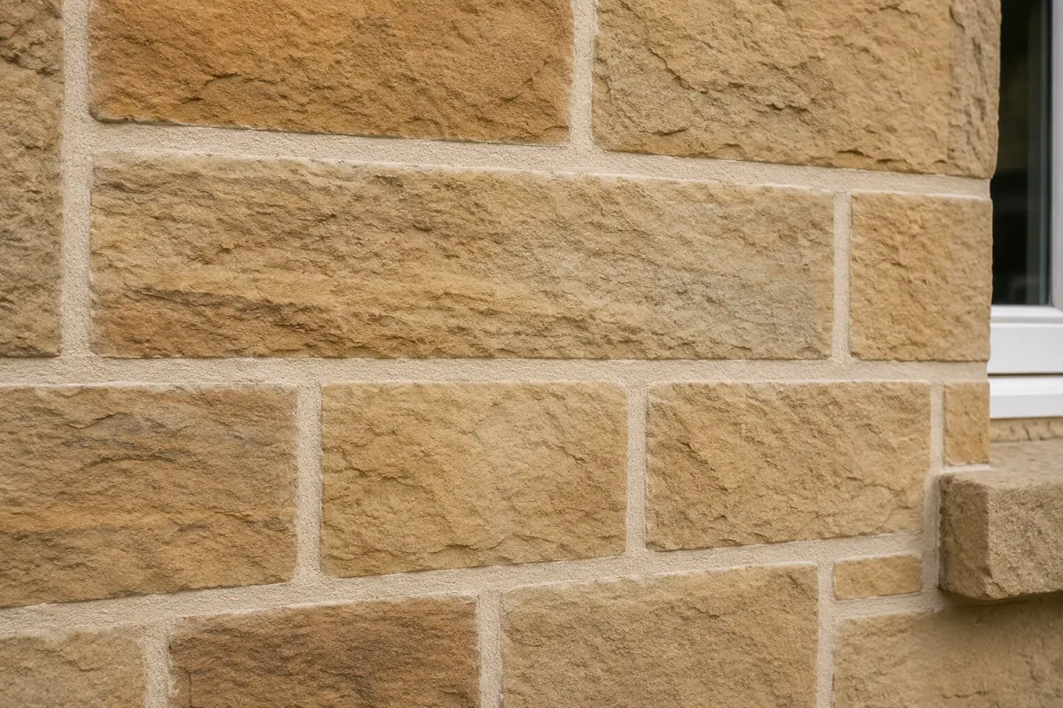 Historic sandstone wall repointed with correctly specified NHL lime mortar
